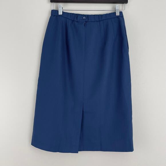 Pendleton Skirt Womens 8 Blue 100% Virgin Wool Fully Lined Straight USA Made VTG - Picture 2 of 11
